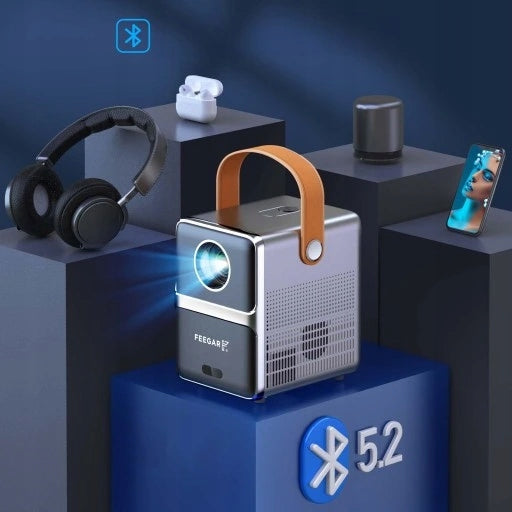 Mini LED Nešiojamas Projektorius TV Feegar SHOW WiFi 5G Bluetooth FOCUS