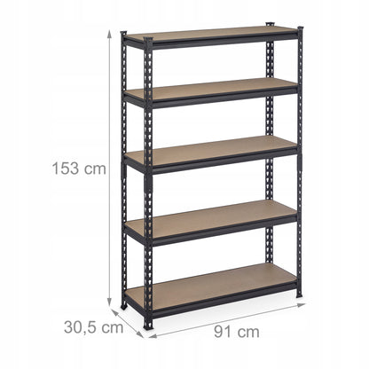 Metalinis sandėliavimo stelažas Relaxdays 153 x 91 x 30,5 cm, maks. 360 kg vienai lentynai
