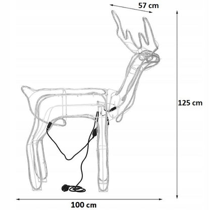 Kalėdinis LED briedis, šviečiantis, lauko, didelis, XXL papuošalas 125cm, šiltai baltas