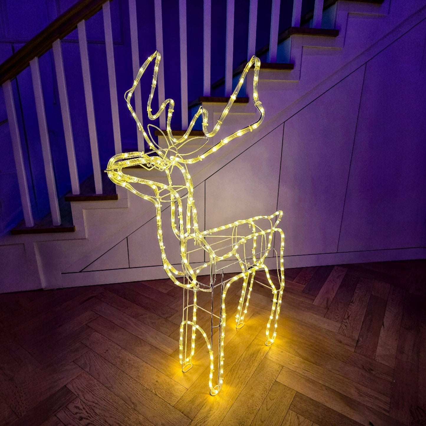 Kalėdinis LED briedis, šviečiantis, lauko, didelis, XXL papuošalas 125cm, šiltai baltas