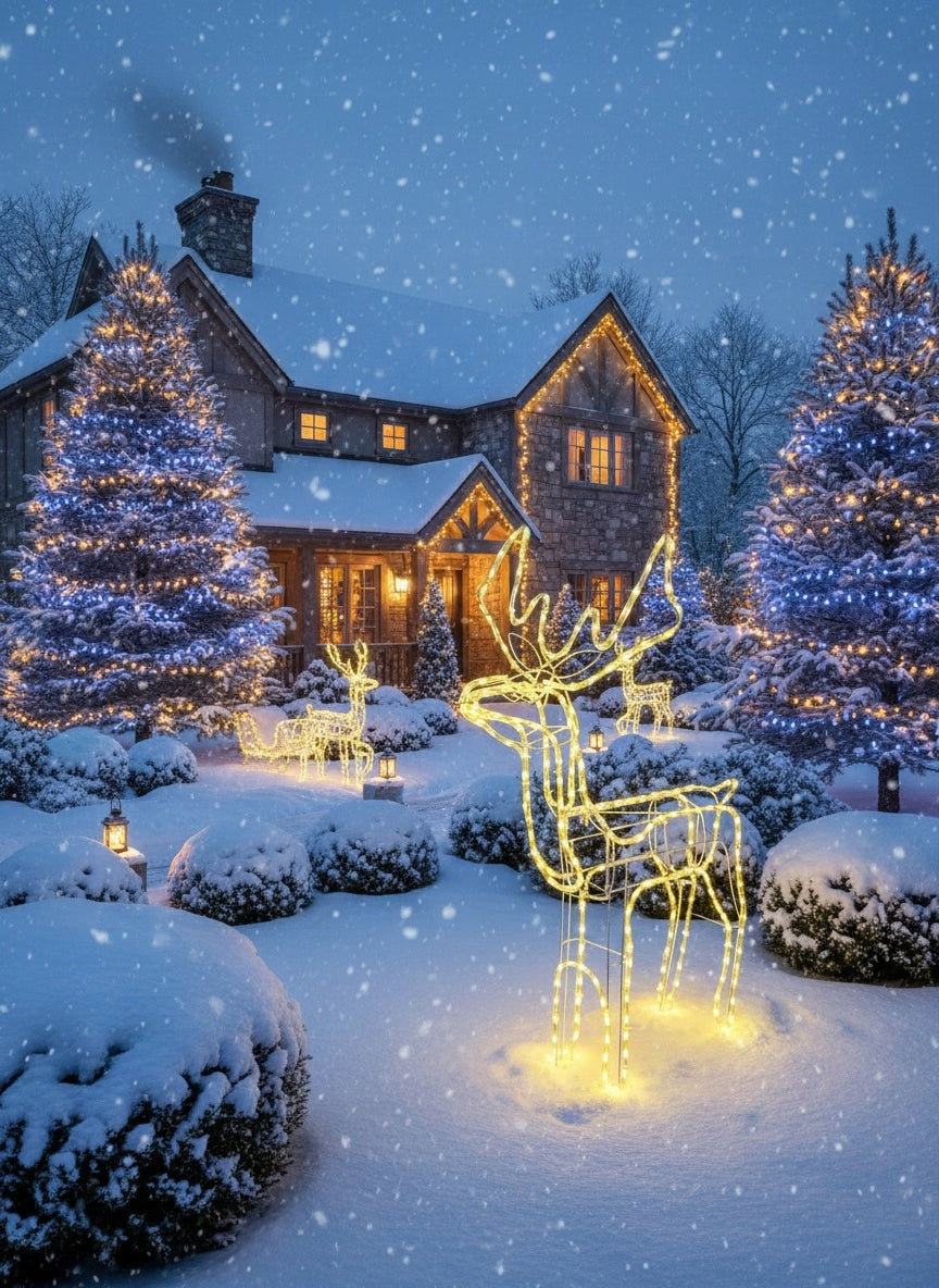 Kalėdinis LED briedis, šviečiantis, lauko, didelis, XXL papuošalas 125cm, šiltai baltas