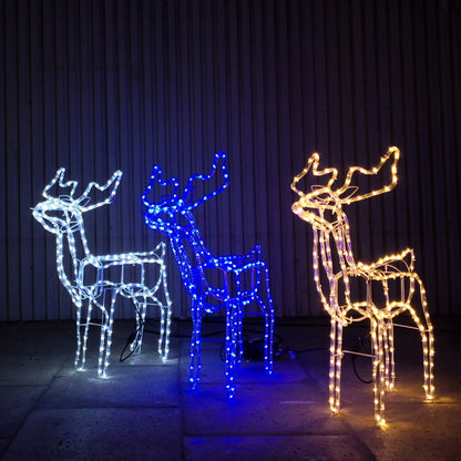 Kalėdinis LED briedis, šviečiantis, lauko, didelis, XXL papuošalas 125cm, šiltai baltas