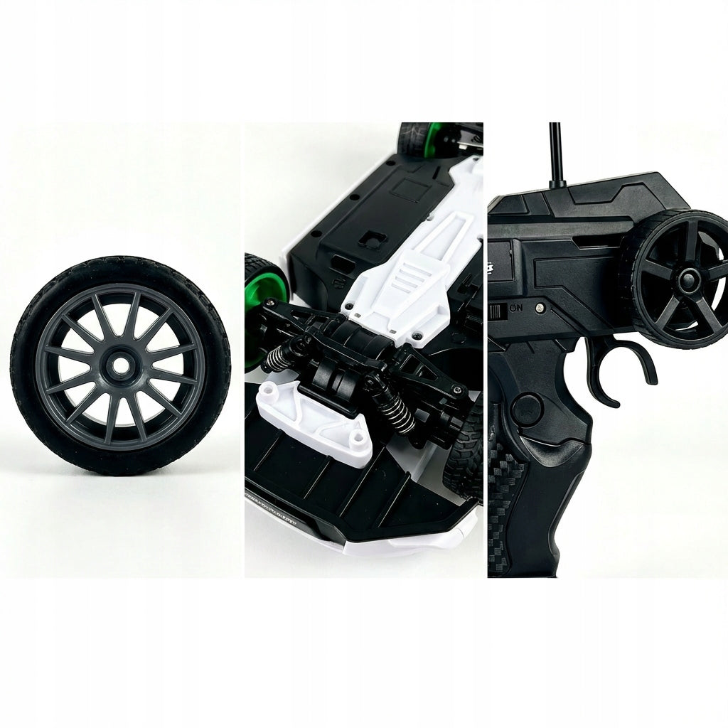 NUOTREBEOVALDOMAS 4X4 AUTOMOBILIS DRIFTUI, LENKTYNININKAS, VALDOMAS PILOTU SU LED RC