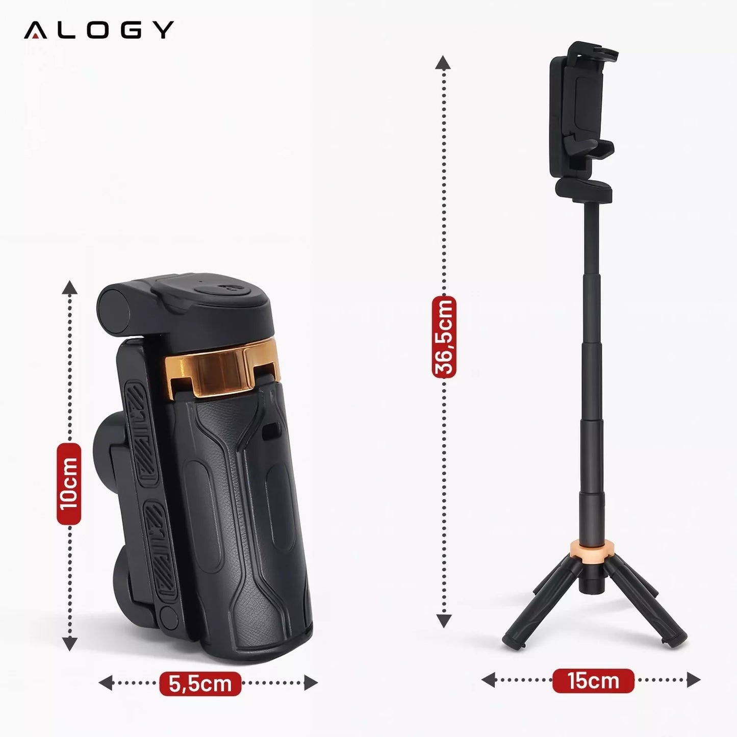 Asmenukių lazdelė Alogy FlexiShot su trikoju ir Bluetooth pulteliu, juoda