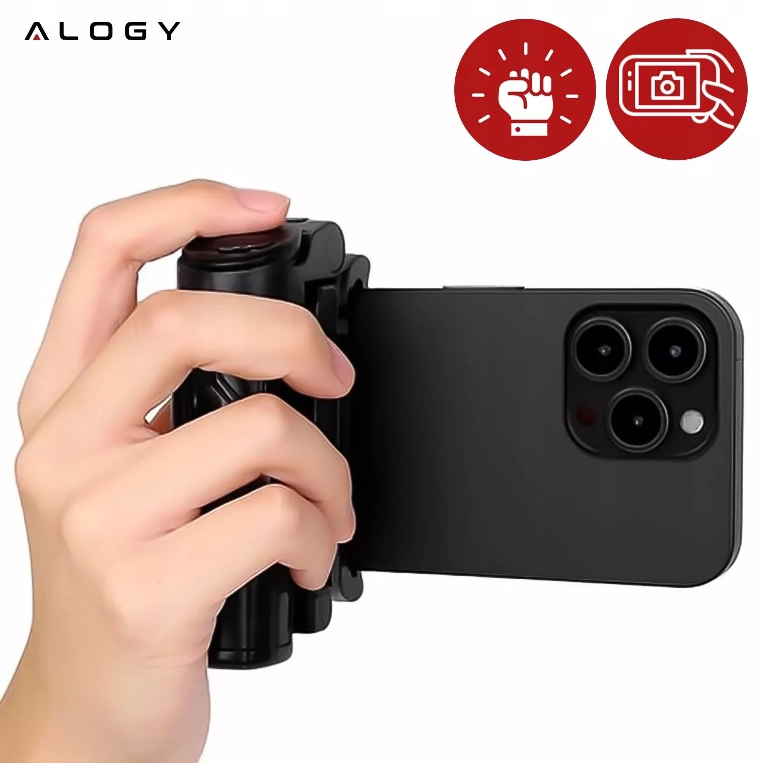 Asmenukių lazdelė Alogy FlexiShot su trikoju ir Bluetooth pulteliu, juoda