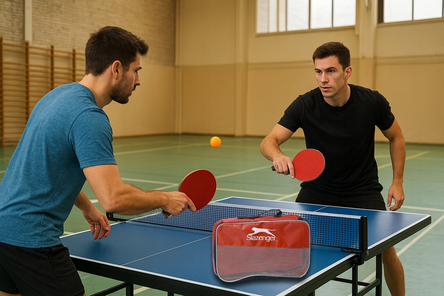 SLAZENGER Stalo teniso rinkinys, 10 elementų: raketės, kamuoliukai, tinklelis