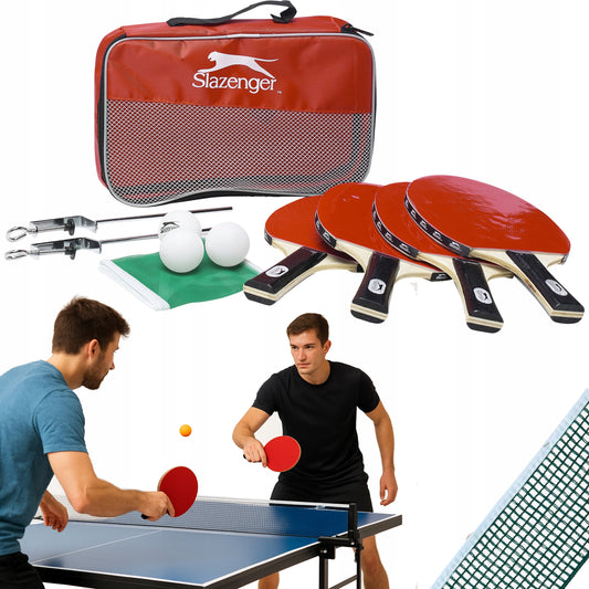 SLAZENGER Stalo teniso rinkinys, 10 elementų: raketės, kamuoliukai, tinklelis