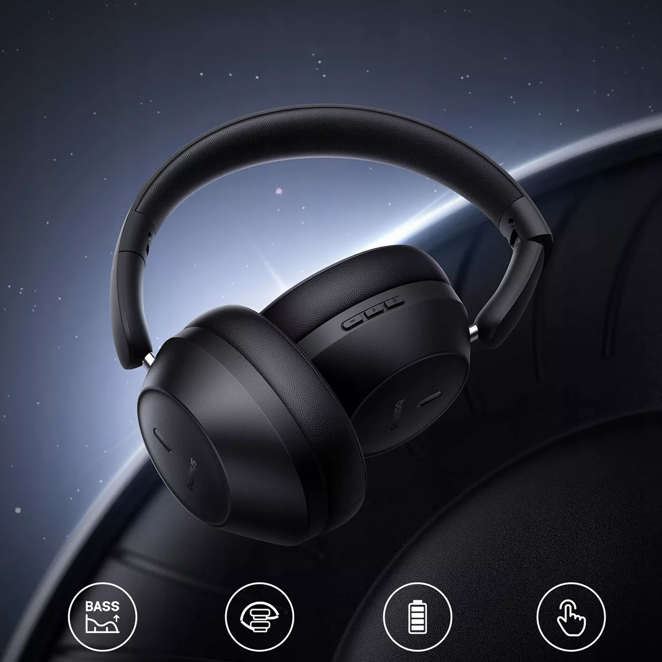 BELIAIDĖS AUSINĖS BASEUS „BLUETOOTH 5.3“ „Bass 30 Max“ AUSINĖS ANT AUSŲ USB-C AUX