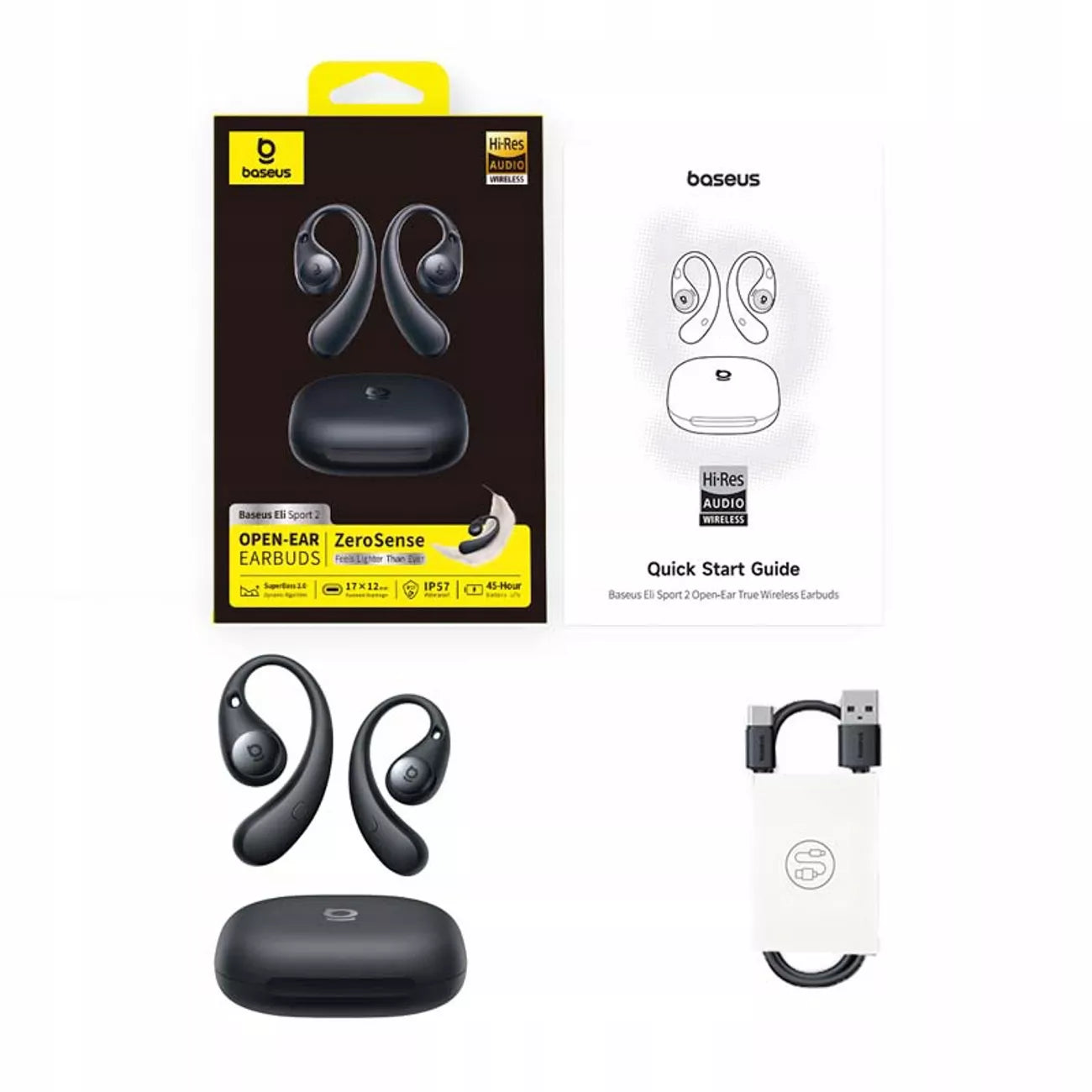 Belaidės ausinės BASEUS Eli Sport 2 OWS ENC su Bluetooth 6.0 ir ausų lankeliais