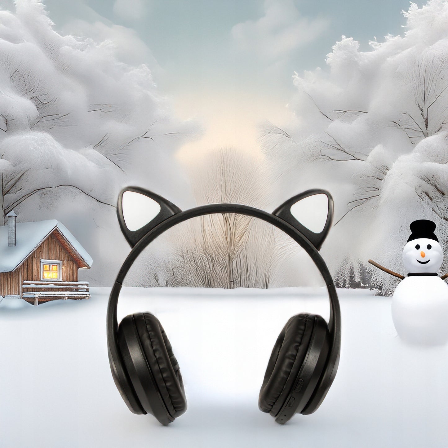 Belaidės ausinės vaikams Bluetooth, mikrofonas, katės ausytės, LED RGB