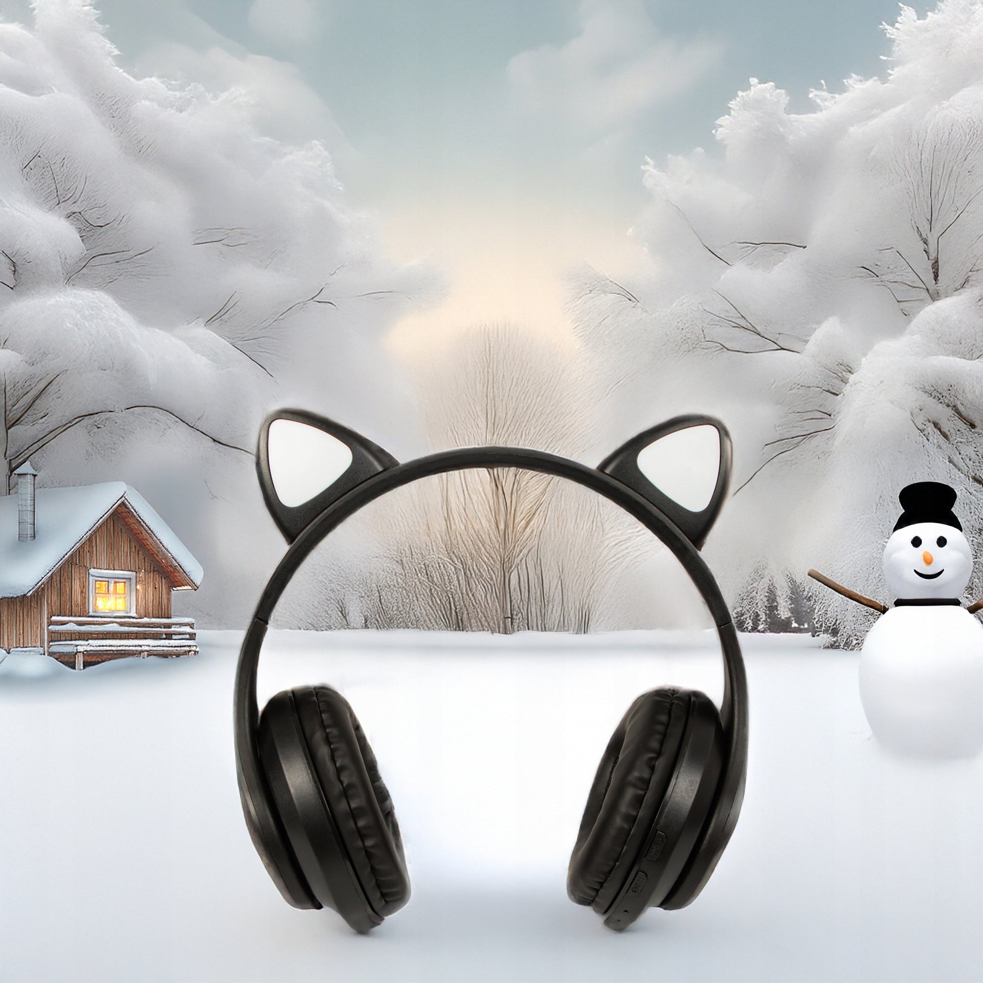 Belaidės ausinės vaikams Bluetooth, mikrofonas, katės ausytės, LED RGB