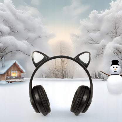 Belaidės ausinės vaikams Bluetooth, mikrofonas, katės ausytės, LED RGB