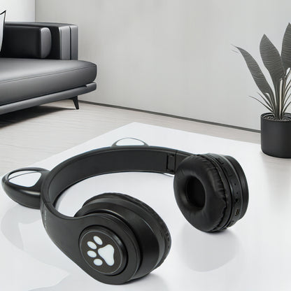 Belaidės ausinės vaikams Bluetooth, mikrofonas, katės ausytės, LED RGB