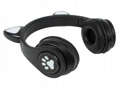 Belaidės ausinės vaikams Bluetooth, mikrofonas, katės ausytės, LED RGB