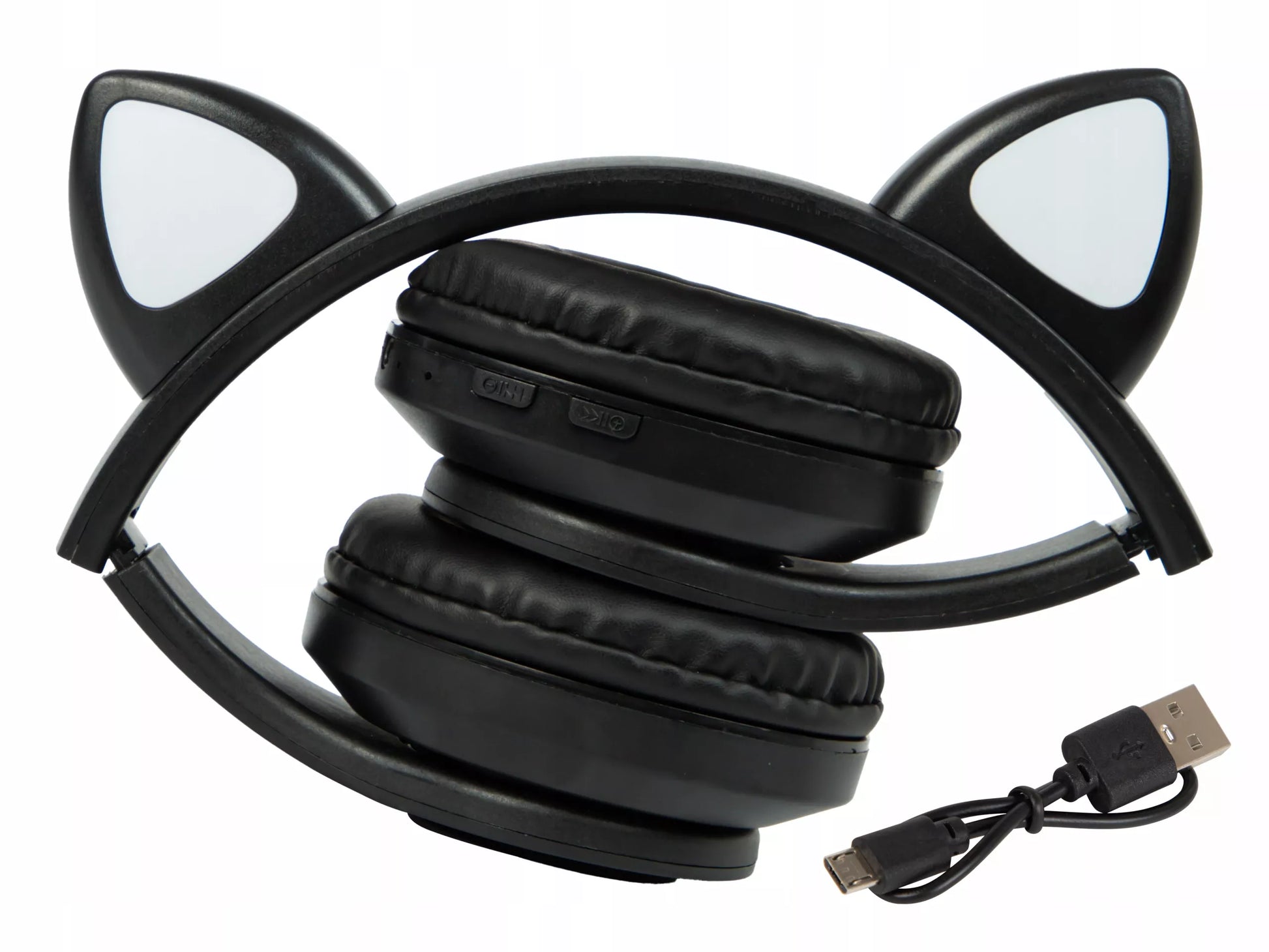 Belaidės ausinės vaikams Bluetooth, mikrofonas, katės ausytės, LED RGB