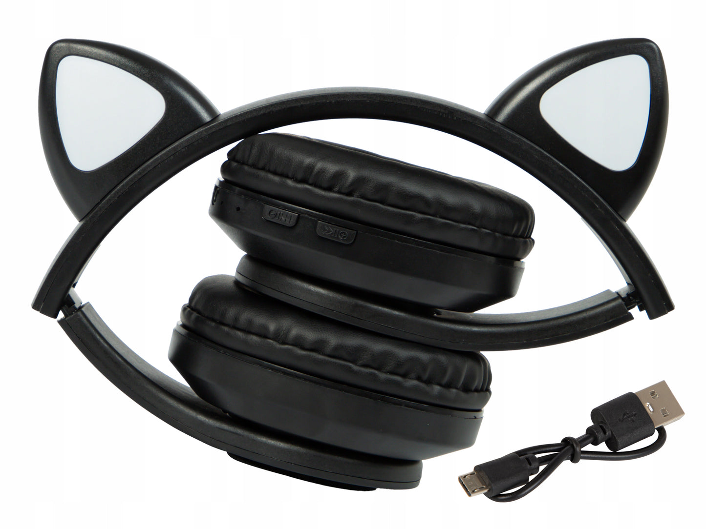 Belaidės ausinės vaikams Bluetooth, mikrofonas, katės ausytės, LED RGB