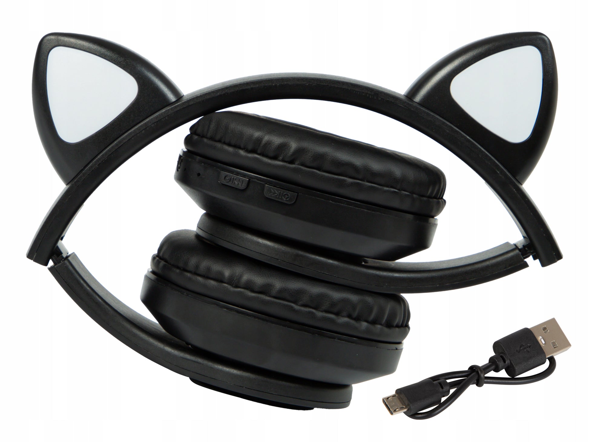 Belaidės ausinės vaikams Bluetooth, mikrofonas, katės ausytės, LED RGB