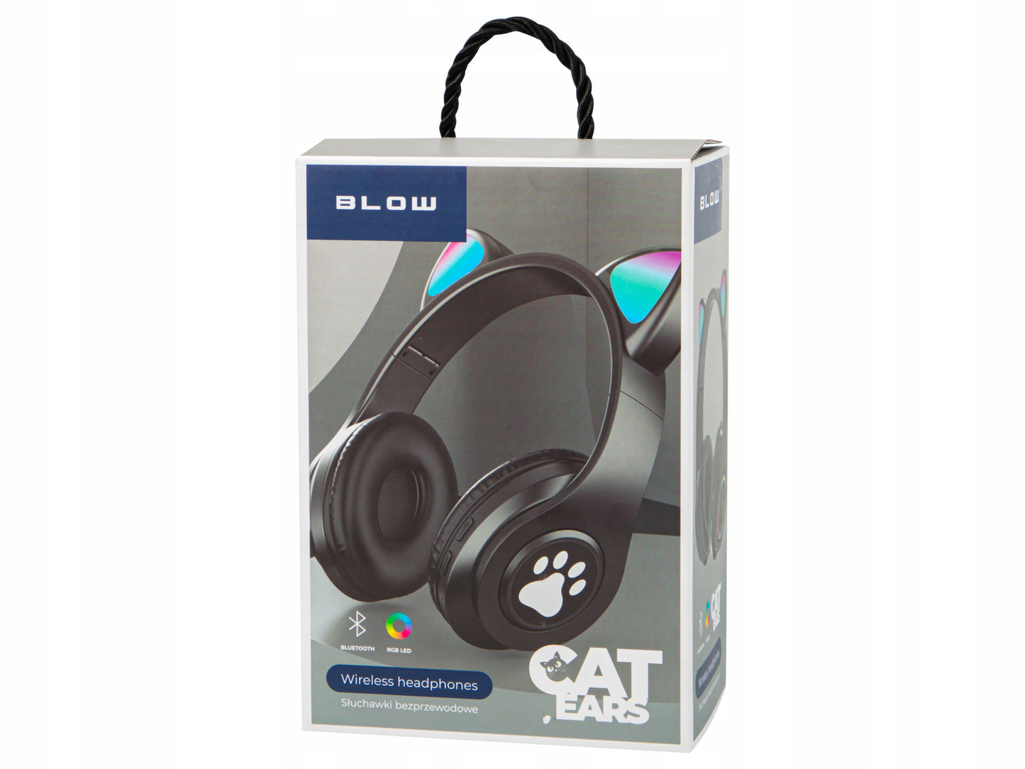 Belaidės ausinės vaikams Bluetooth, mikrofonas, katės ausytės, LED RGB