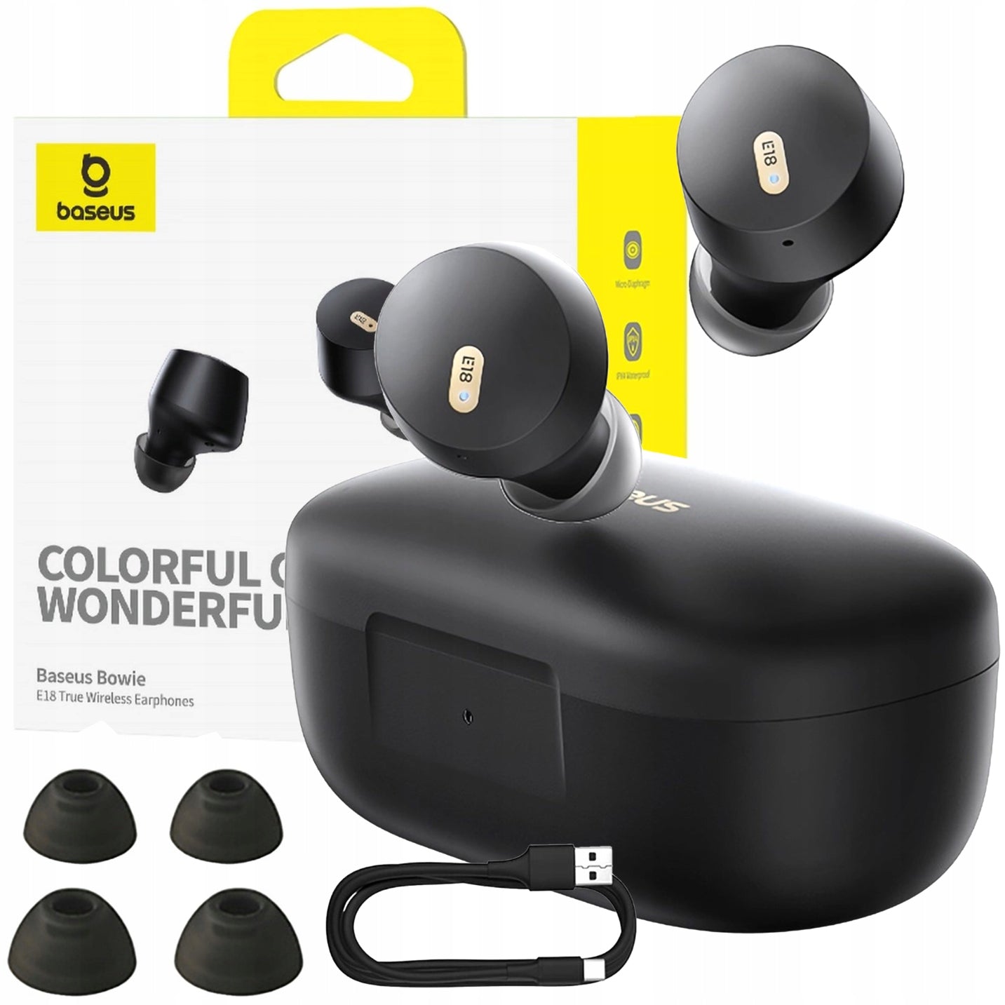 Belaidės Bluetooth ausinės BASEUS į ausį, dokanalinės TWS ENC IPX4