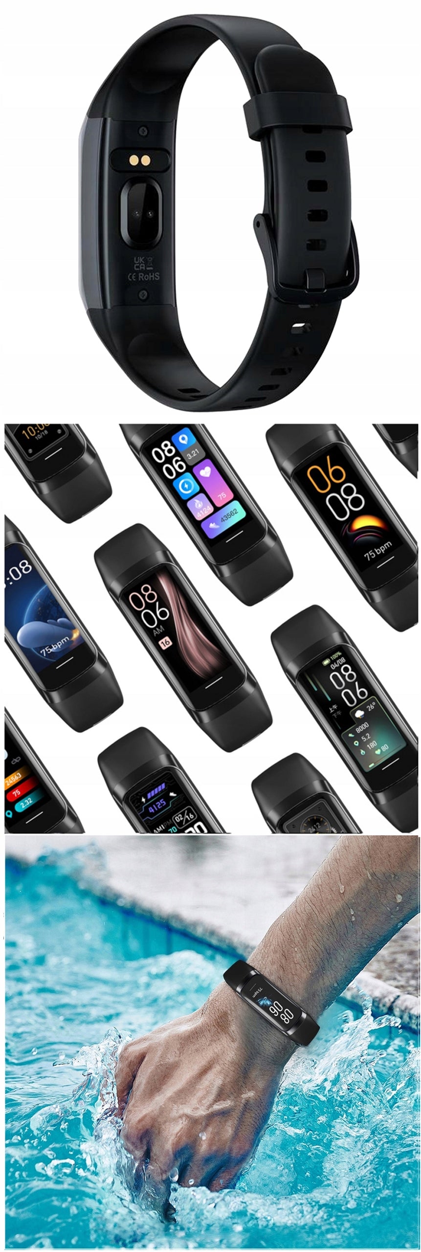 Auksinis moteriškas išmanusis laikrodis AMOLED sportas atsparus vandeniui SMS Smartband