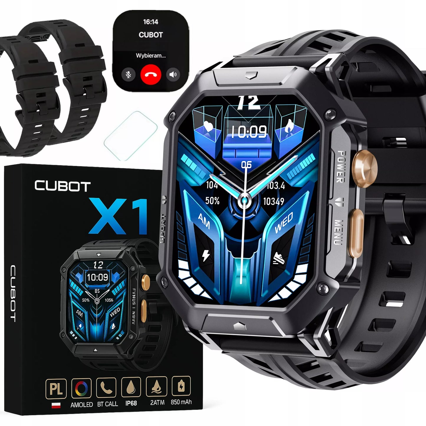 Išmanusis laikrodis vyriškas CUBOT X1 AMOLED su skambučiais, tvirtas, atsparus vandeniui