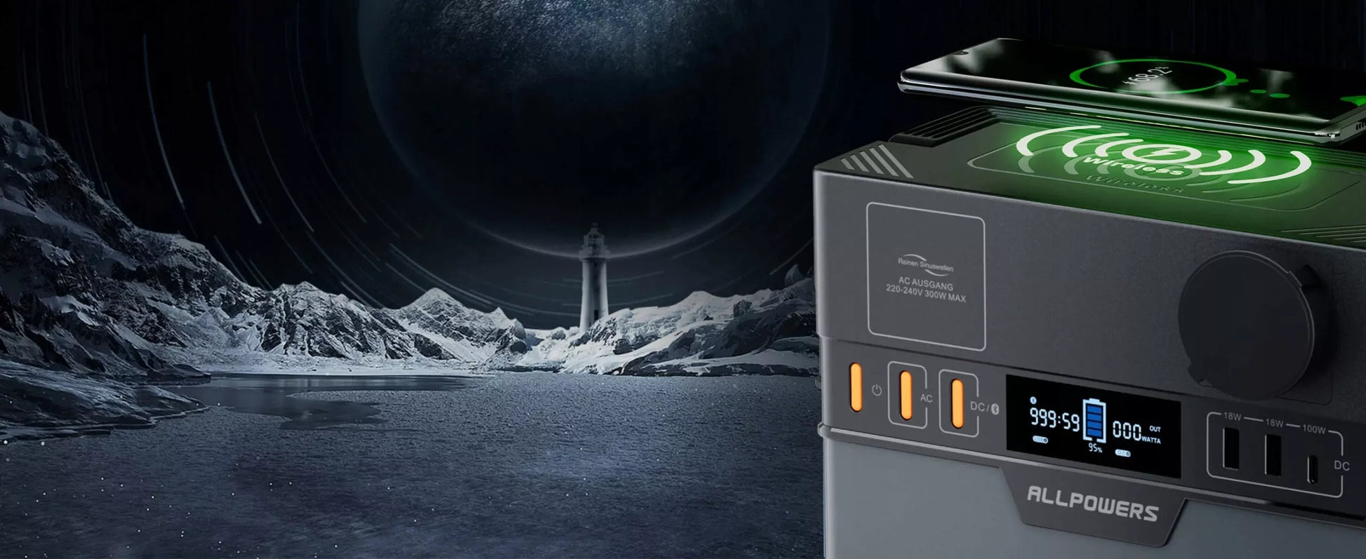 Įkrovimo stotelė Allpowers 78000 mAh 300W Energijos saugykla POWERBANK