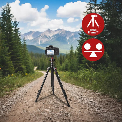 Aukštas fotografinis stovas 173 cm fotoaparatui, kamerai ir telefonui su 3D galvute