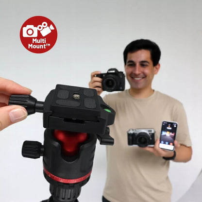 Aukštas fotografinis stovas 173 cm fotoaparatui, kamerai ir telefonui su 3D galvute