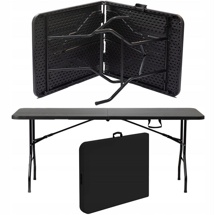 Sodo stalas sulankstomas išskleidžiamas catering banketinis 200x90cm, lagaminas