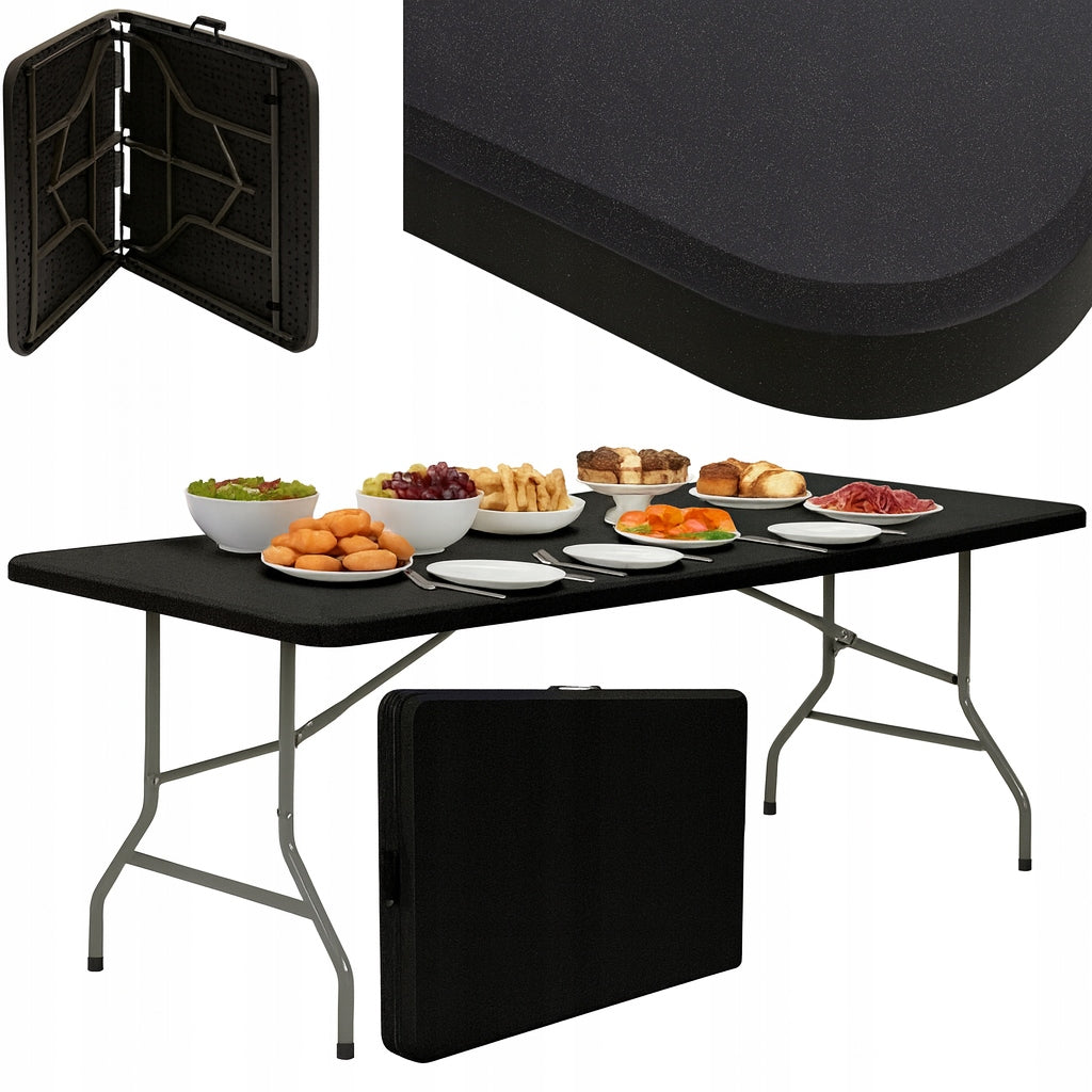 Sodo stalas sulankstomas išskleidžiamas catering banketinis 200x90cm, lagaminas