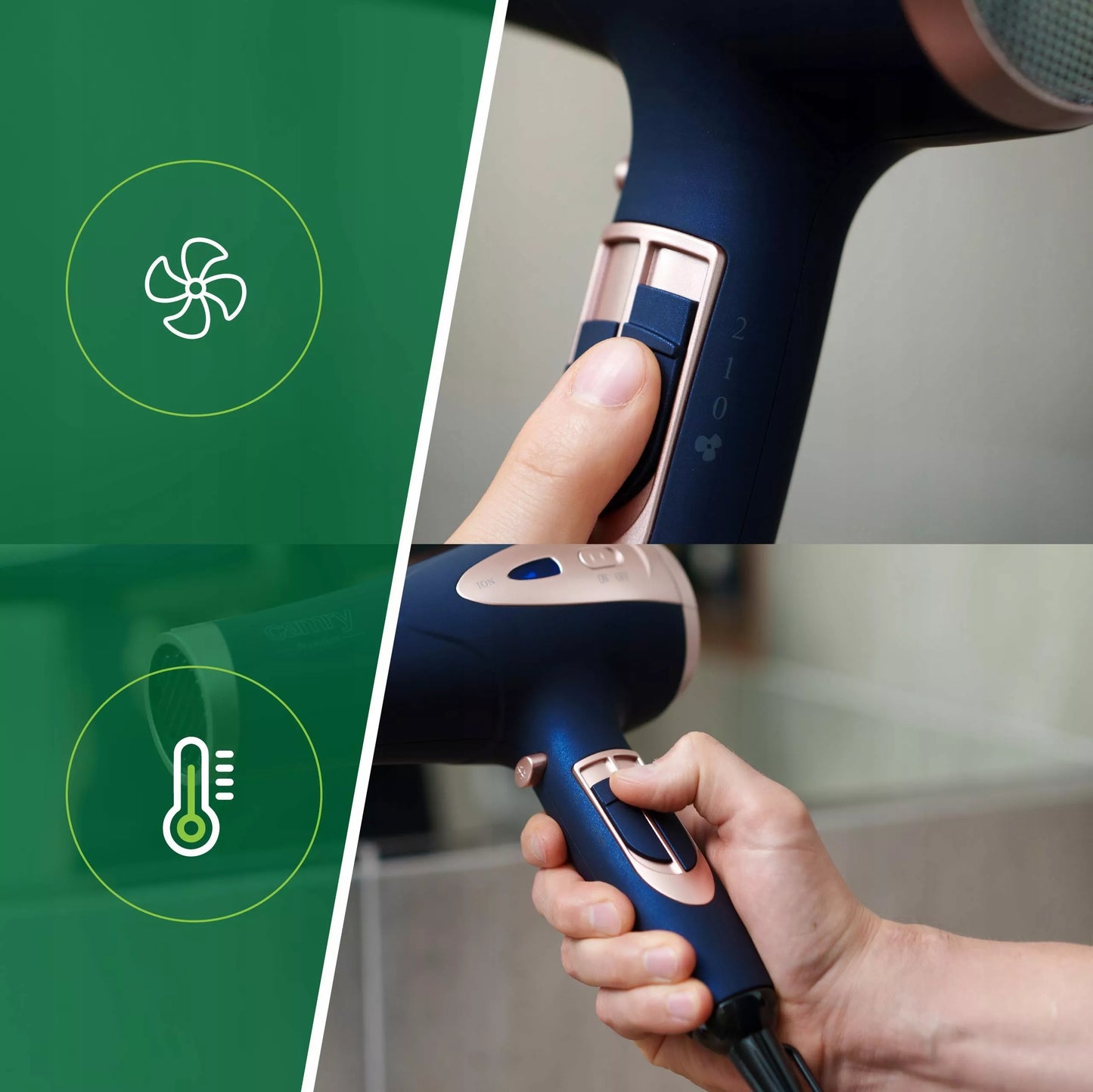 CAMRY 2400W plaukų džiovintuvas su jonizacija + difuzorius