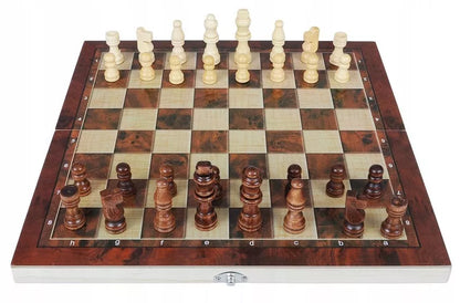 DREVINIAI ŠACHMAI, ŠAŠKĖS, NARDAI, ŽAIDIMAS 3-VIENAME, KLASIKINIS STALO ŽAIDIMAS, DIDELI 34 CM