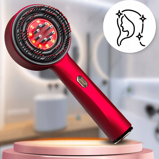 Elektrinis galvos odos masažuoklis-šepetėlis plaukų augimui, SPA, raudonas