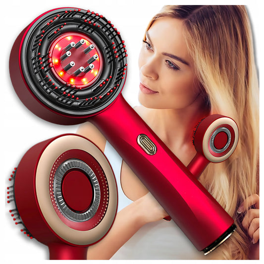Elektrinis galvos odos masažuoklis-šepetėlis plaukų augimui, SPA, raudonas