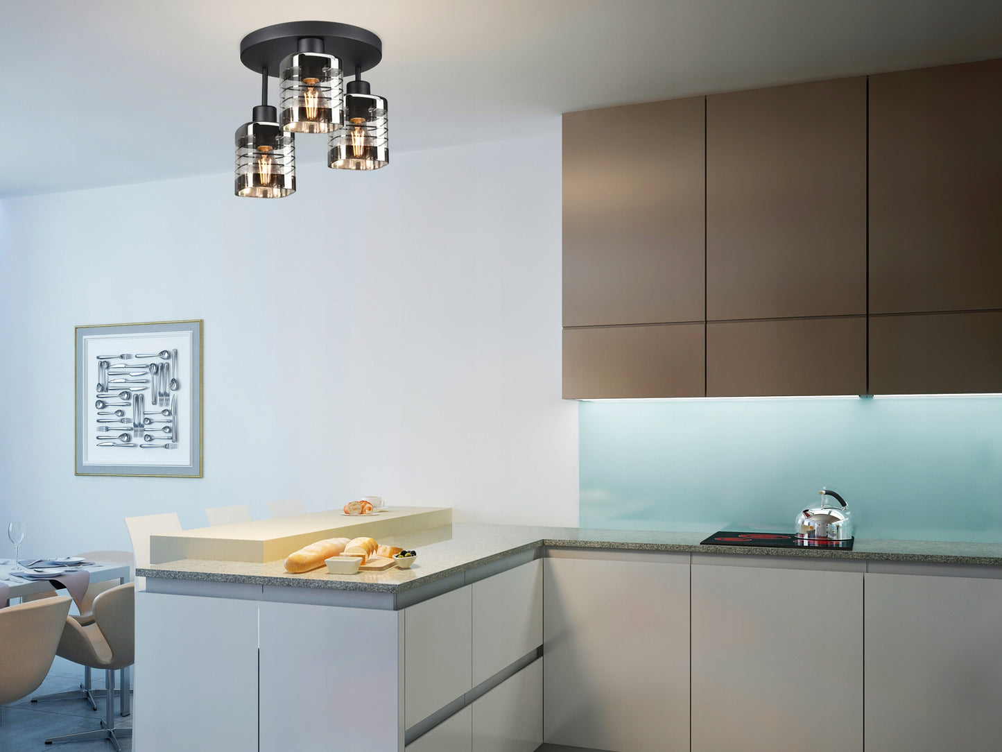 Stiklinė pakabinama lubinė LED šviestuvo tipo liustra