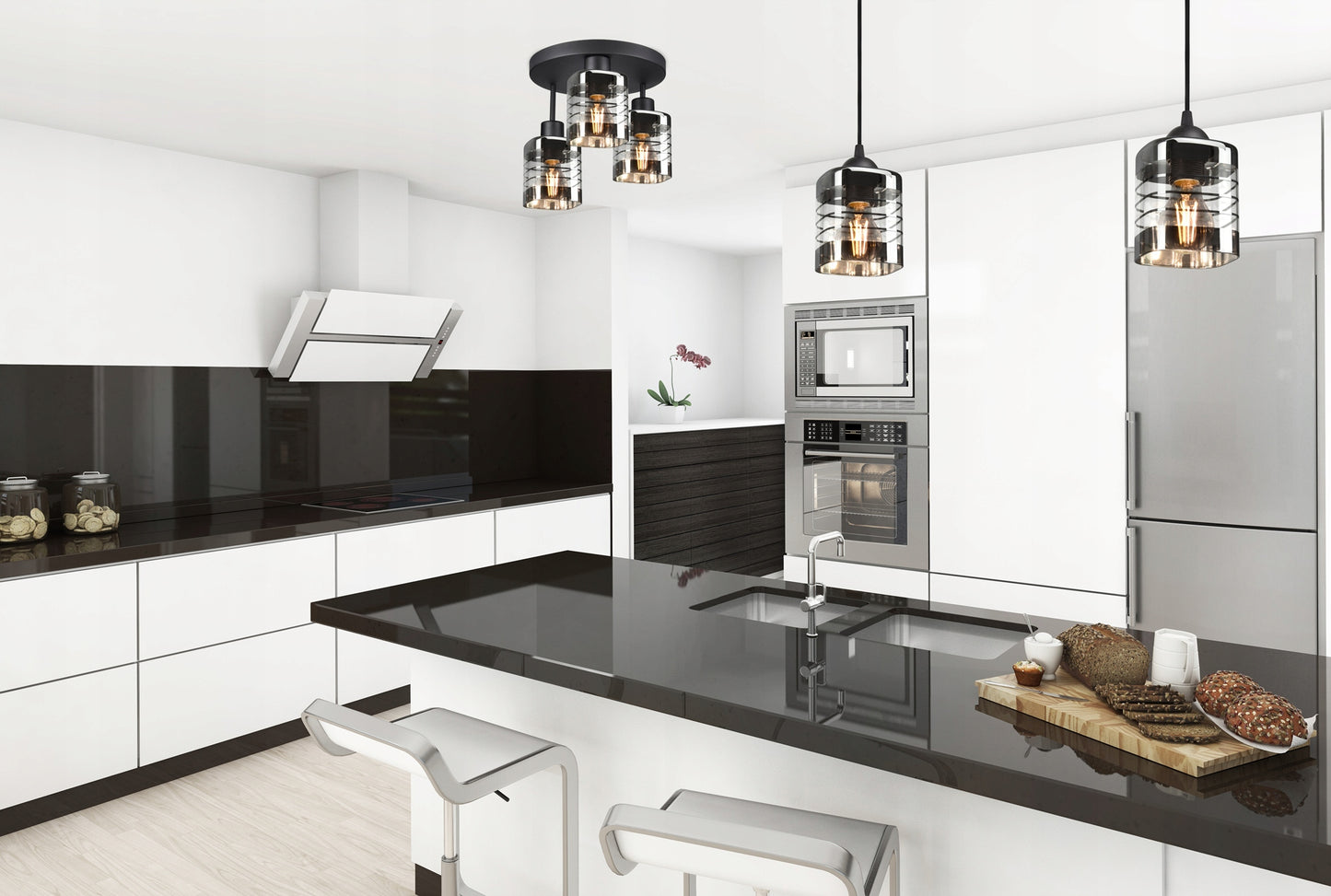 Stiklinė pakabinama lubinė LED šviestuvo tipo liustra