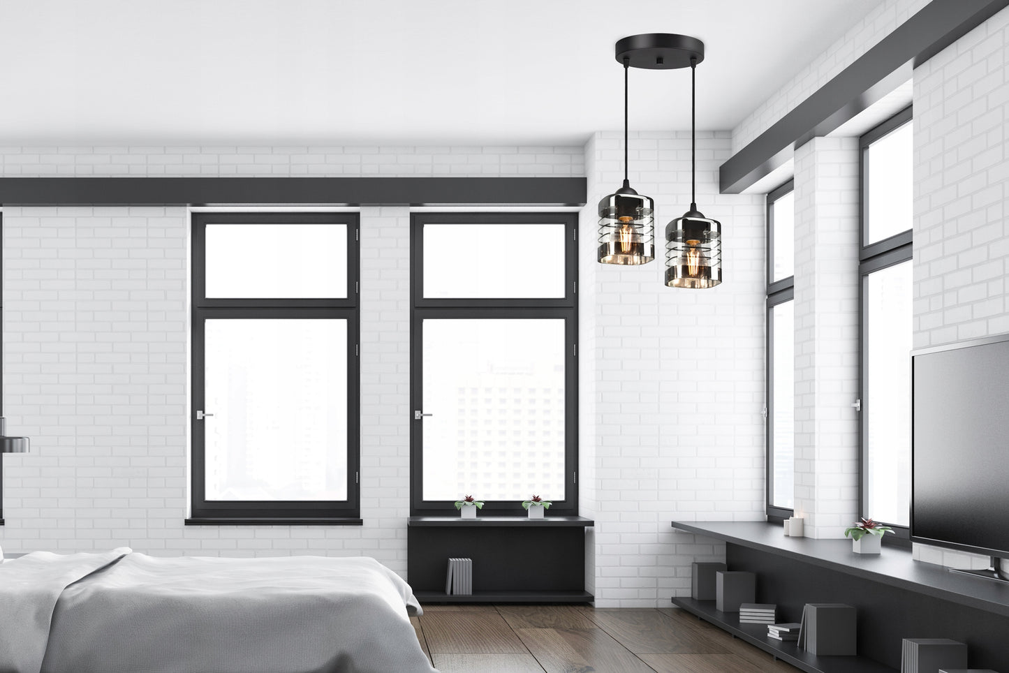 Stiklinė pakabinama lubinė LED šviestuvo tipo liustra