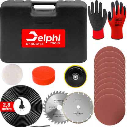 Kampinis šlifuoklis DIAX 1500W 125mm su reguliavimu + diskeliai