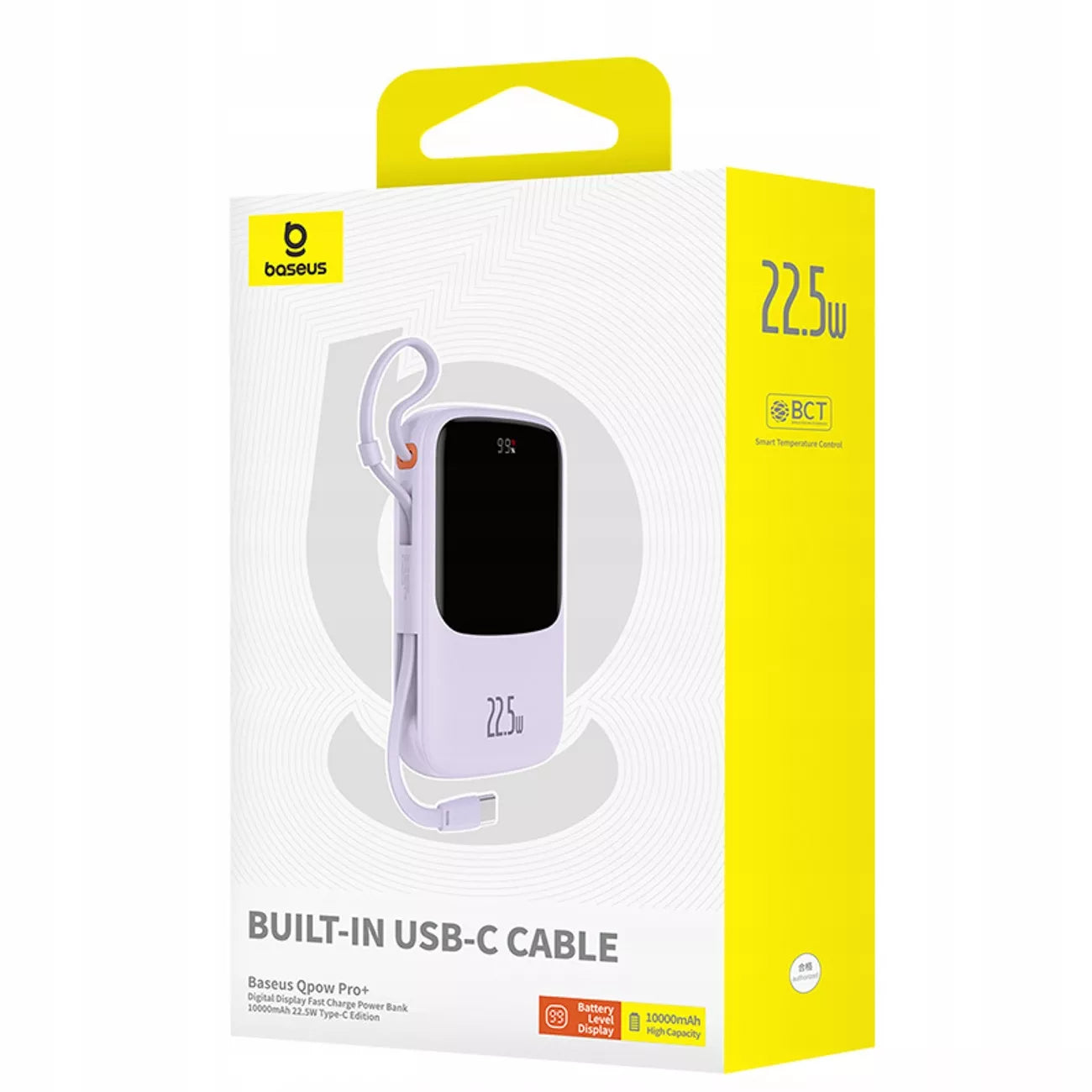 BASEUS GREITAS POWERBANK 10000 mAh 22,5W USB-C USB-A, ĮTAIŠYTAS USB-C KABELIS