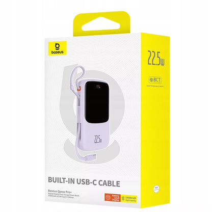 BASEUS GREITAS POWERBANK 10000 mAh 22,5W USB-C USB-A, ĮTAIŠYTAS USB-C KABELIS