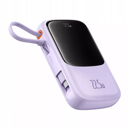 BASEUS GREITAS POWERBANK 10000 mAh 22,5W USB-C USB-A, ĮTAIŠYTAS USB-C KABELIS