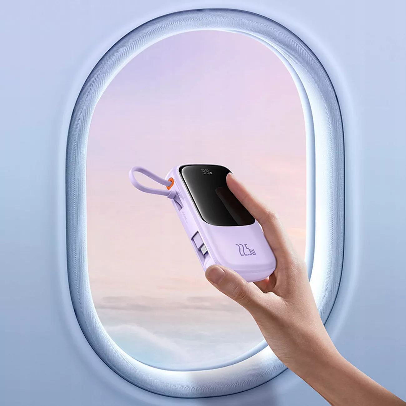 BASEUS GREITAS POWERBANK 10000 mAh 22,5W USB-C USB-A, ĮTAIŠYTAS USB-C KABELIS