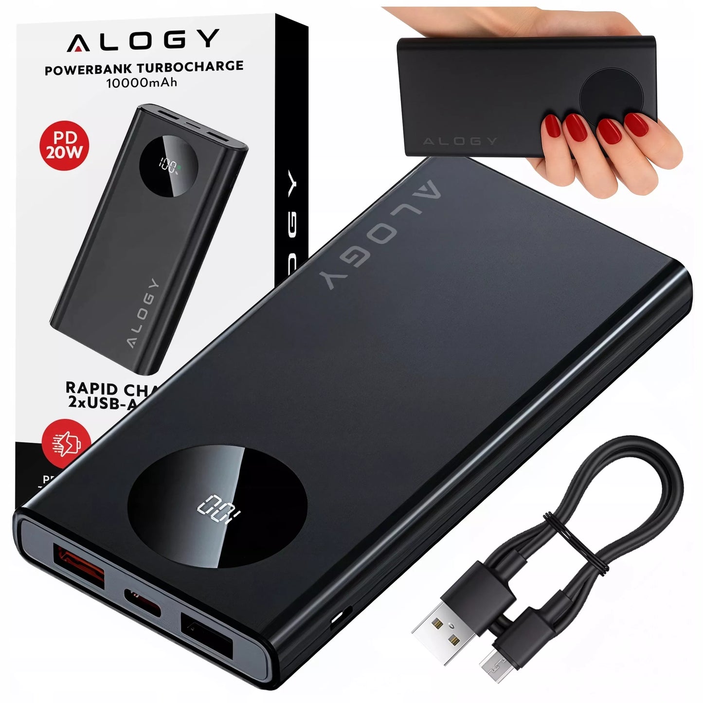 GREITAS POWERBANK 10000 mAh 120W QC PD USB C POWER BANK GALINGAS KELIONINIS