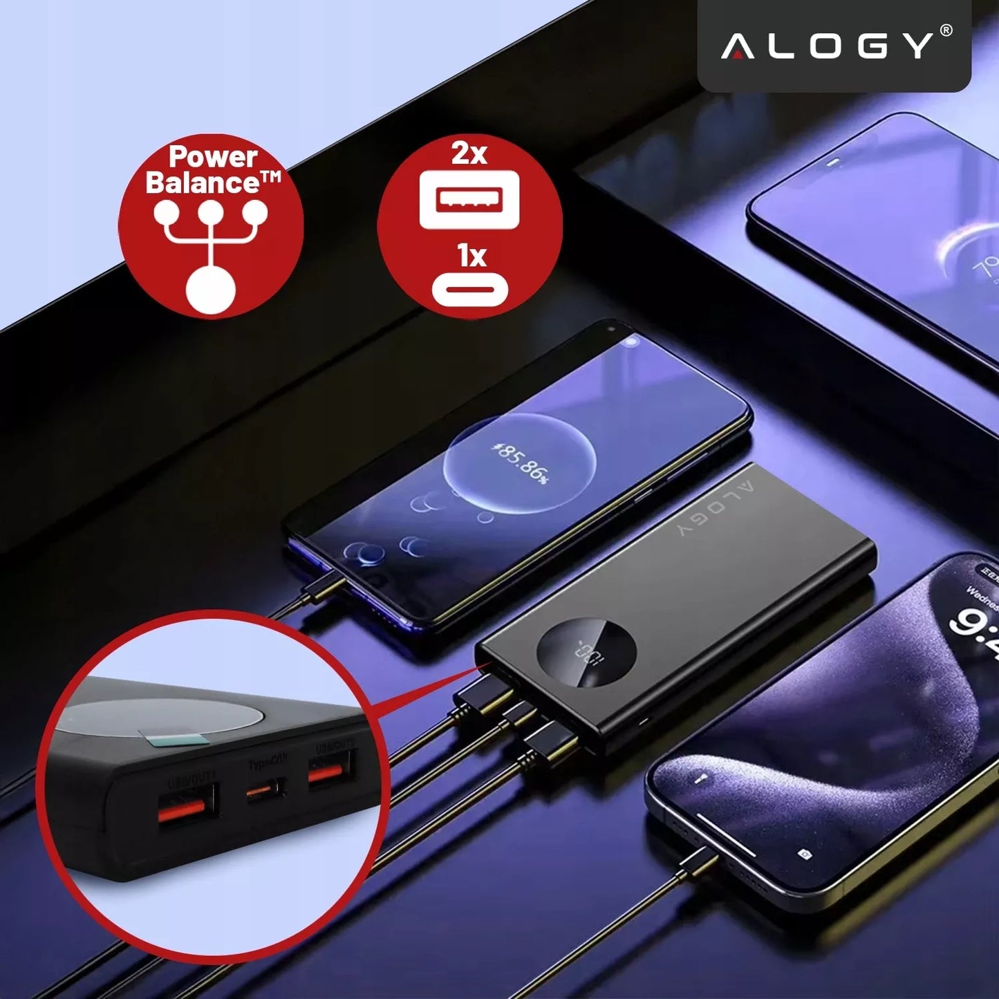 GREITAS POWERBANK 10000 mAh 120W QC PD USB C POWER BANK GALINGAS KELIONINIS