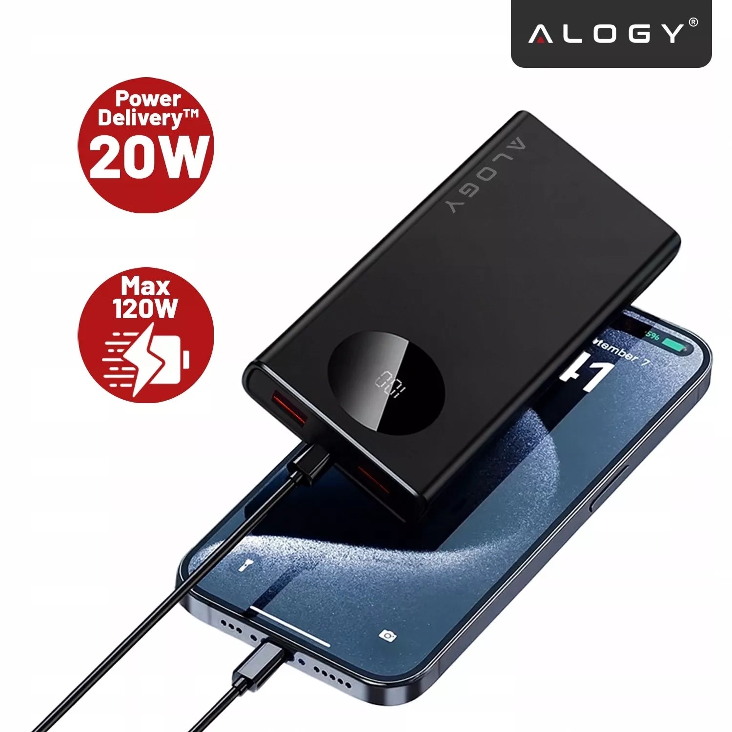 GREITAS POWERBANK 10000 mAh 120W QC PD USB C POWER BANK GALINGAS KELIONINIS