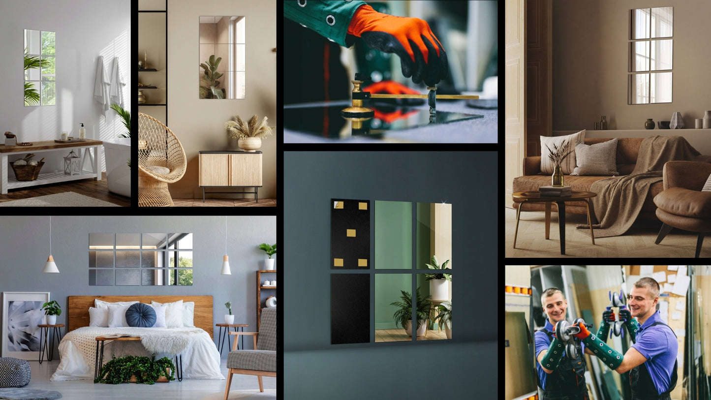 Savaime lipnios veidrodinės plytelės, lipdukai ant sienos, 6 vnt. rinkinys