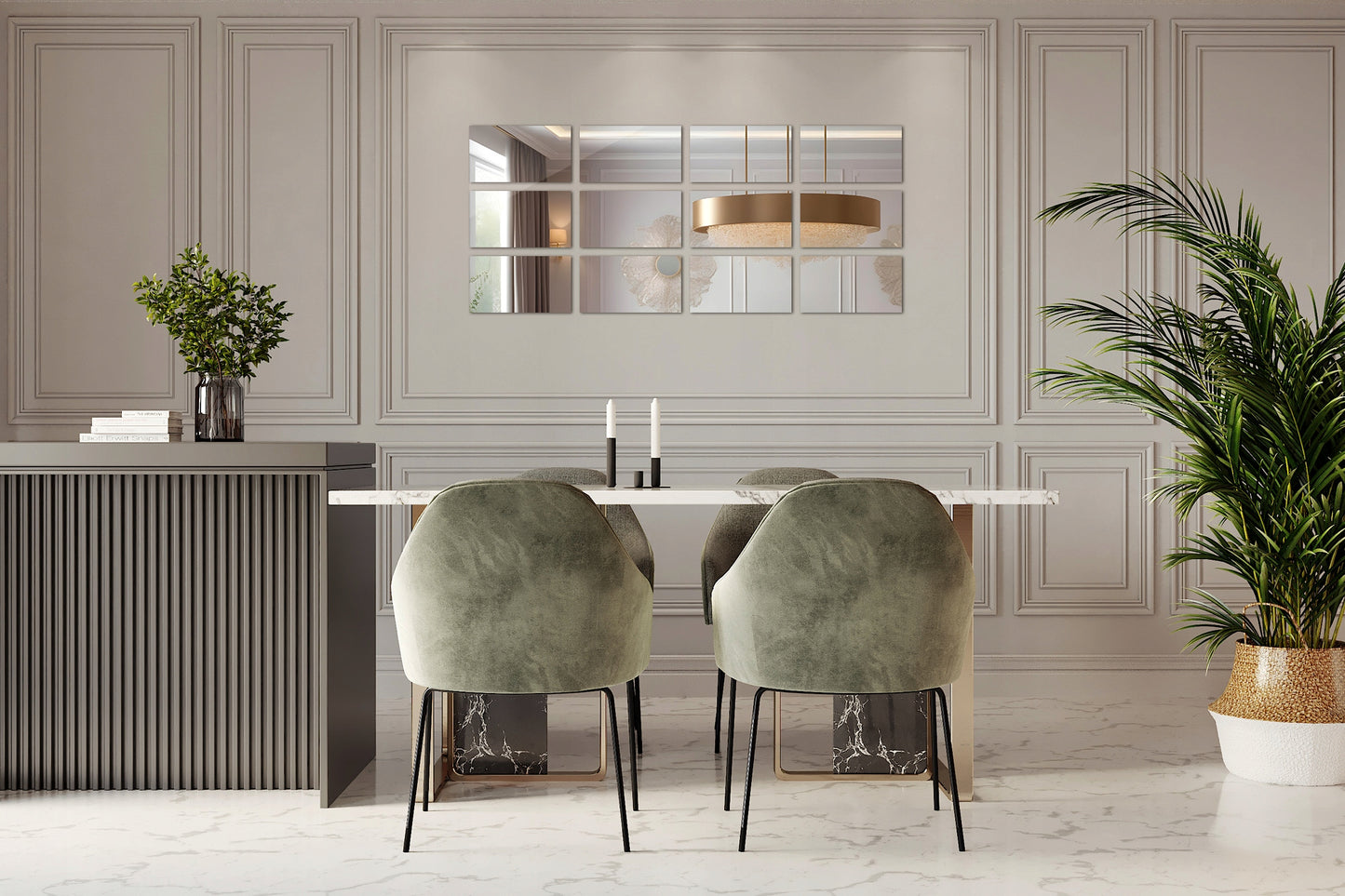 Savaime lipnios veidrodinės plytelės, lipdukai ant sienos, 6 vnt. rinkinys