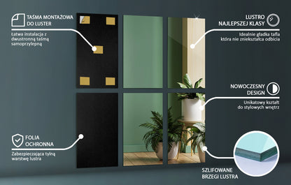 Savaime lipnios veidrodinės plytelės, lipdukai ant sienos, 6 vnt. rinkinys