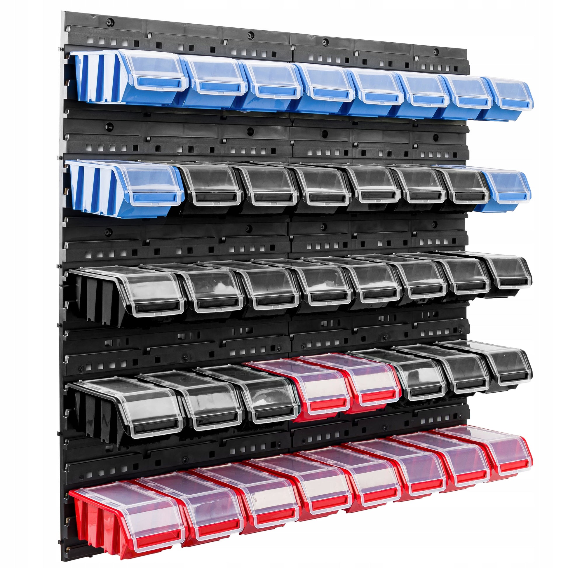 Sienelė įrankių lentyna dirbtuvių 80x80cm + 40 užidaromų dėžučių