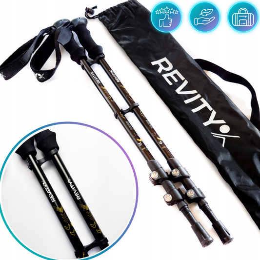 Sulankstomos ir reguliuojamos žygių lazdos "Revity"